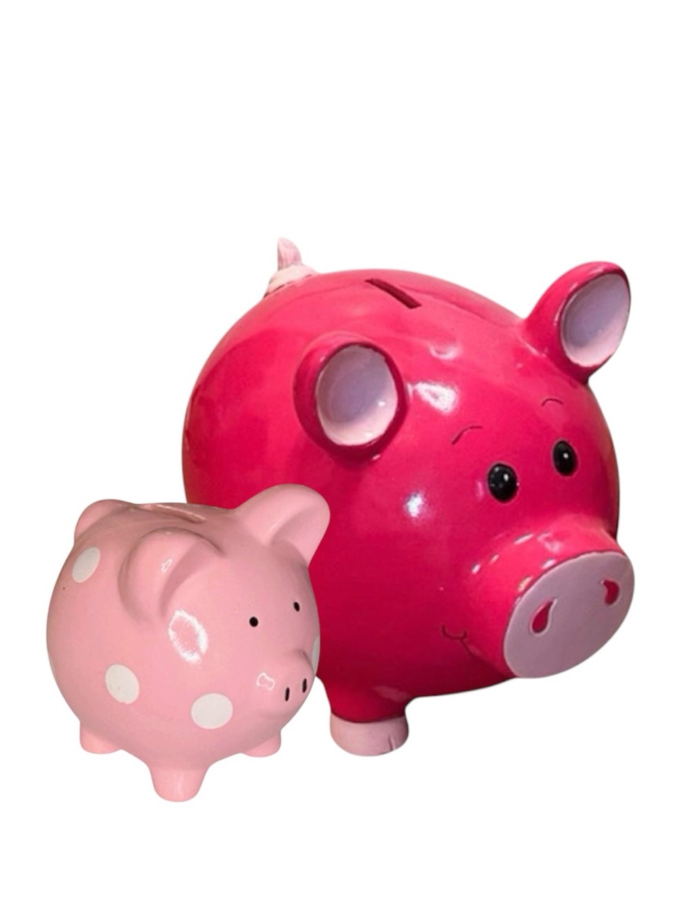 Vintage Kidcore Pink Piggy Bank Set of 2 – Large & Small Piggy Banks